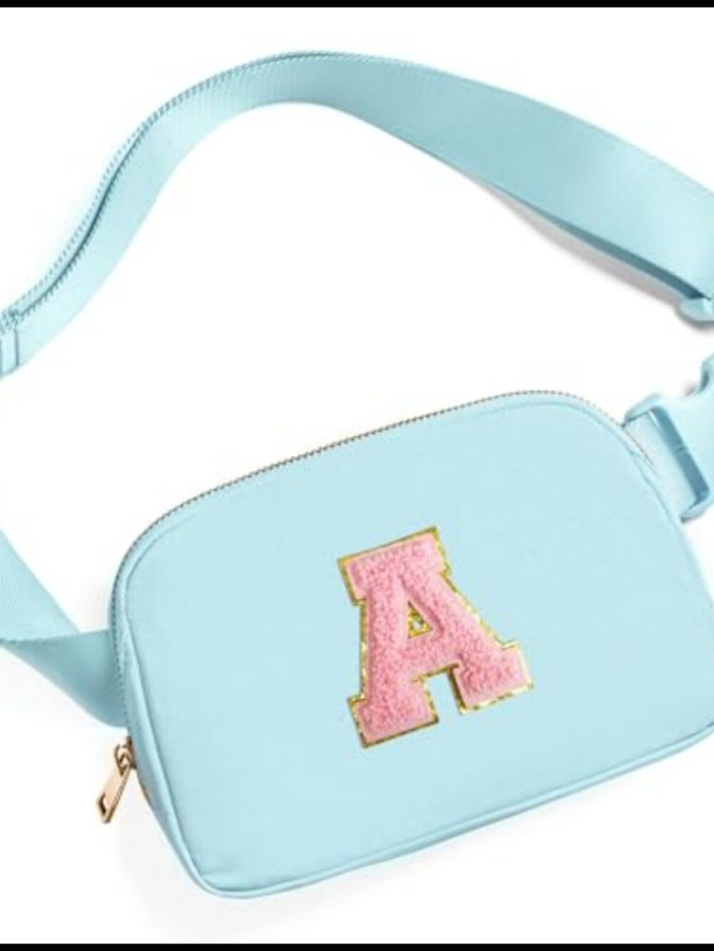 Nylon Belt Bag Fanny Pack Crossbody with Initial Letter Patch